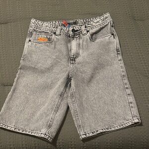 Empyre Light Gray Acid-Wash Jean Shorts